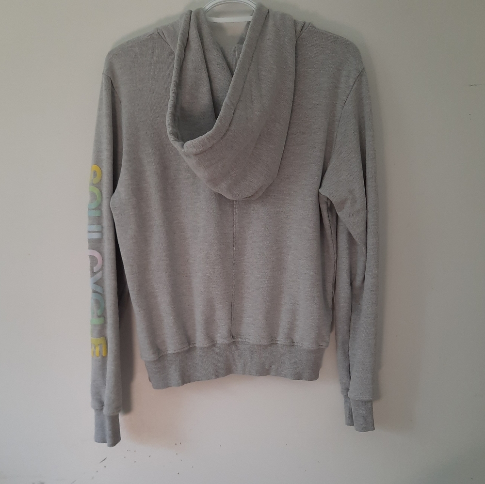 Soulcycle Lightning Bolt Hoodie Sweatshirt Gray Kangaroo Pocket Womens Size L - Picture 7 of 10